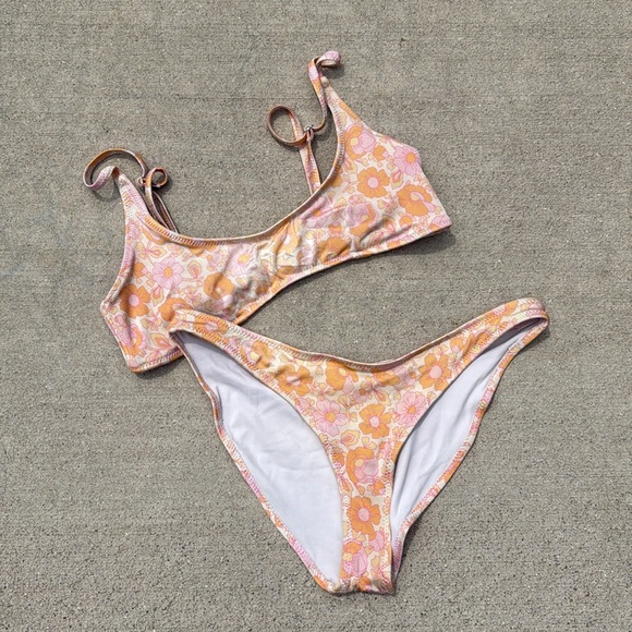 Triangl Swimwear Swim Triangl Orange And Pink Bikini Set Vibrant